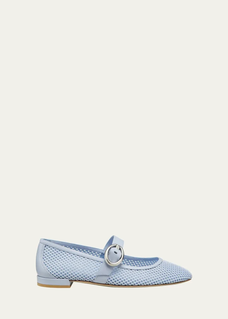 Arabella Net Mary Jane Ballerina Flats