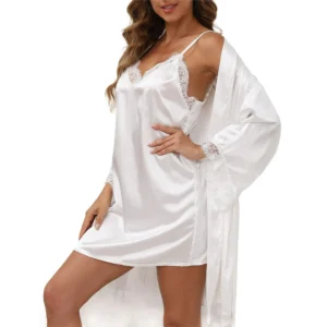 Womens Lingerie Satin Silk Robe