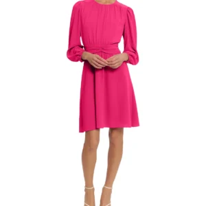 Smocked Collar Long Sleeve Mini Dress