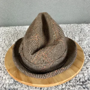 Vintage Stetson Fedora Hat Mens Size 7 Brown Plaid Tweed Wool