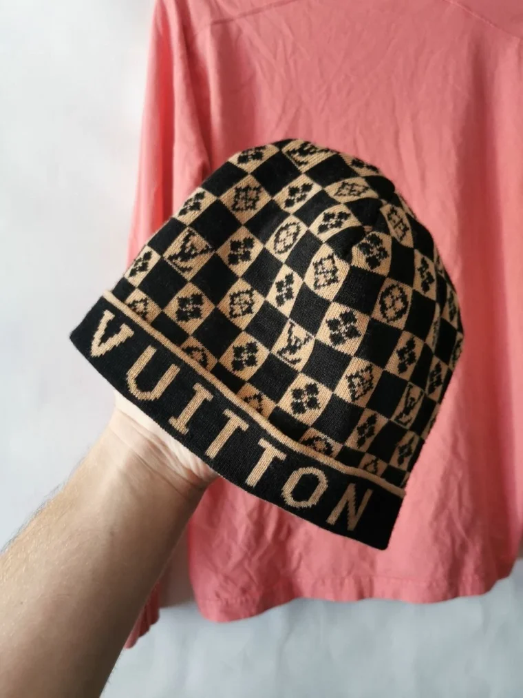louis vuitton hat Beanie Hat Embroidered Gray Unisex
