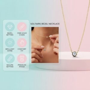Bezel Lab Grown Diamond Necklace 0.5 ct