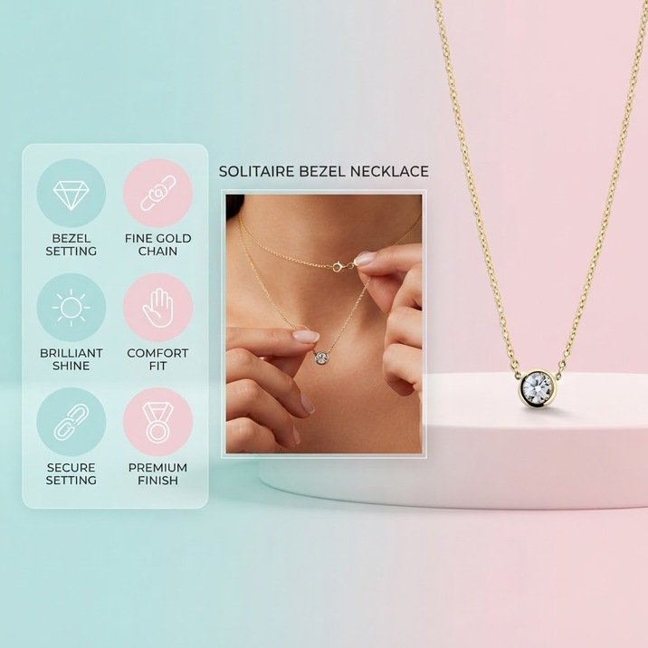 Bezel Lab Grown Diamond Necklace 0.5 ct