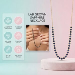 Lab Grown Sapphire Tennis Necklace