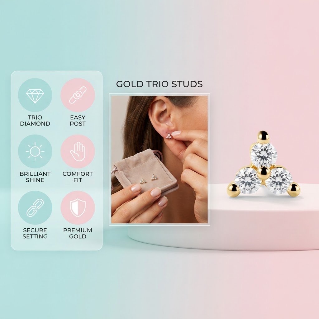 Mini Lotus Diamond Studs