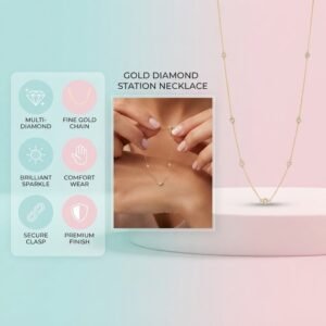 Multi Station Round Diamond Necklace